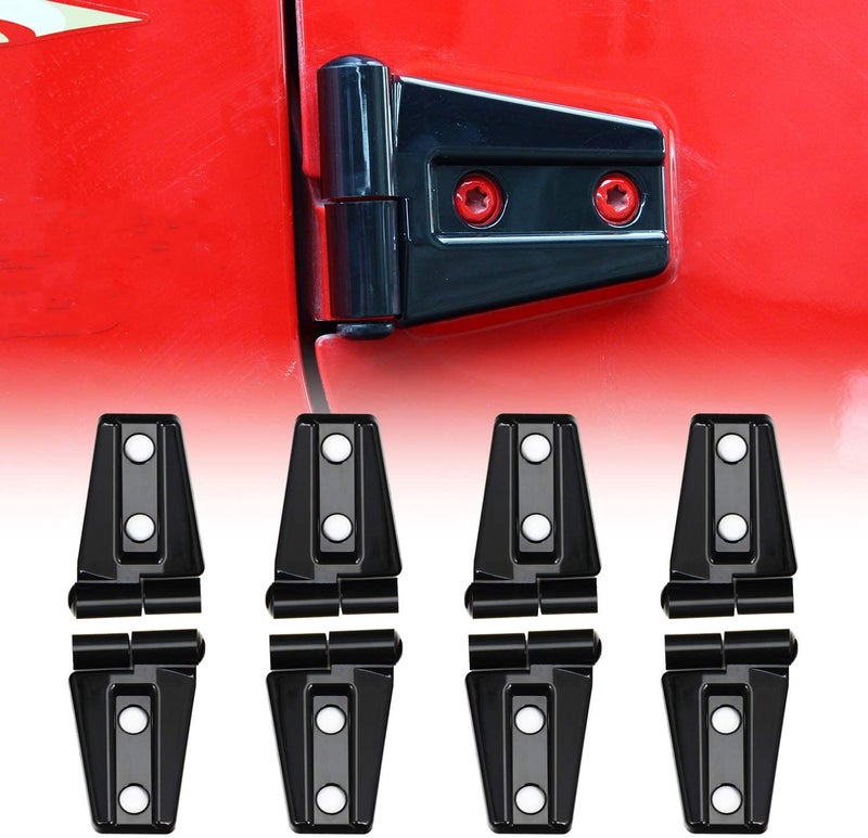 CheroCar Door Hinge Covers Protector Black Kit Fits for Jeep Wranlger Unlimited Rubicon Sahara Sports Accessories 2007-2018 JK JKU 8pcs - Image 1